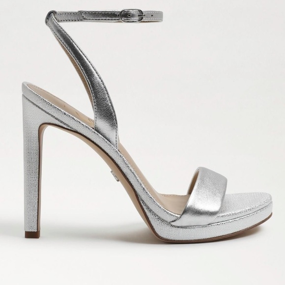 Sam Edelman Jade soft silver leaf ankle strap sandals Sz 10.5 heels new - Picture 2 of 13